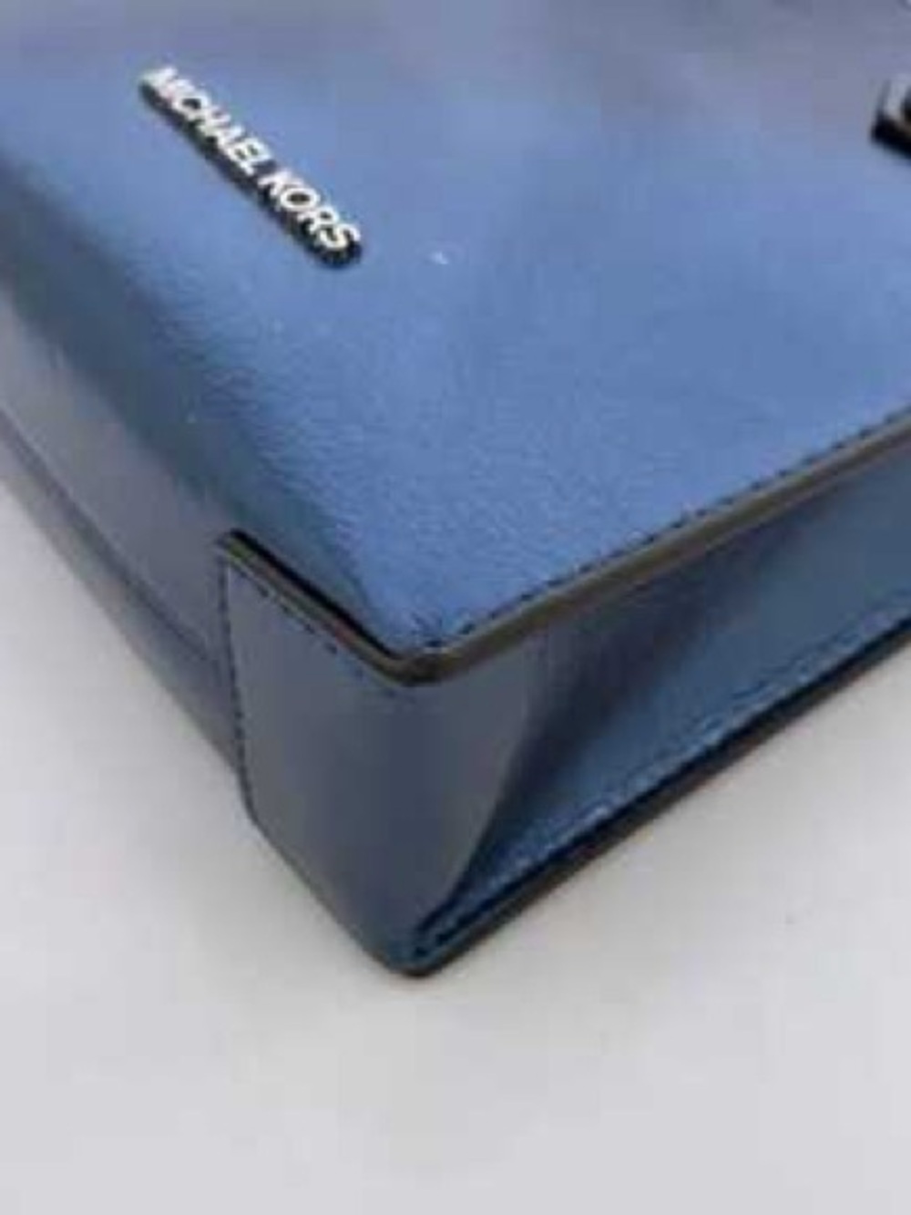 Michael Kors XS Mercer Metallic Navy Blue leather Mini Satchel crossbody NWOT - Picture 9 of 16